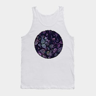 Blacklight Party Leaves Scribble Circle Frame Tank Top